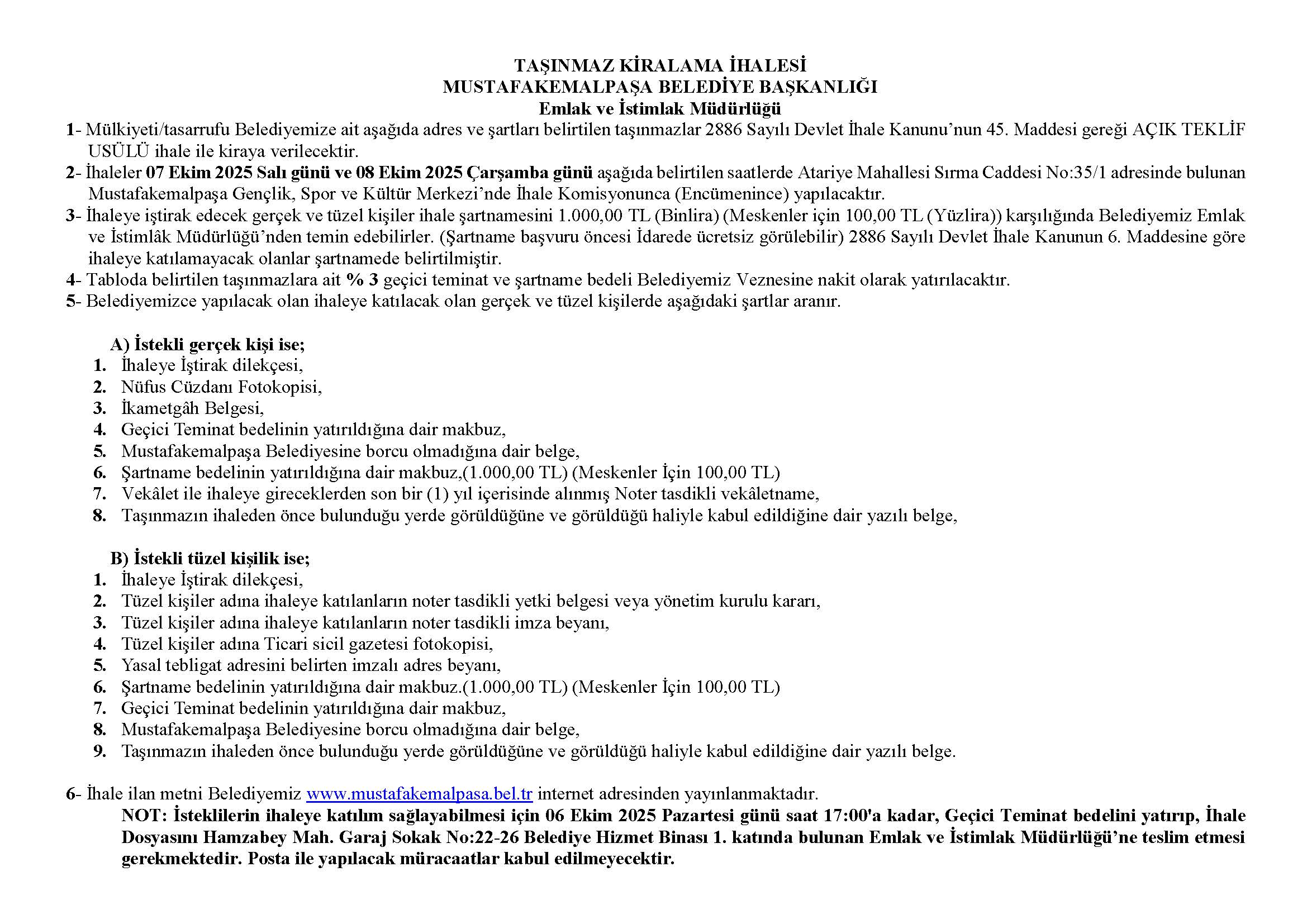 Kiralama Ihale Ilan Metni (07 08) 10 2025 (Pdf)1758259349 Sayfa 01