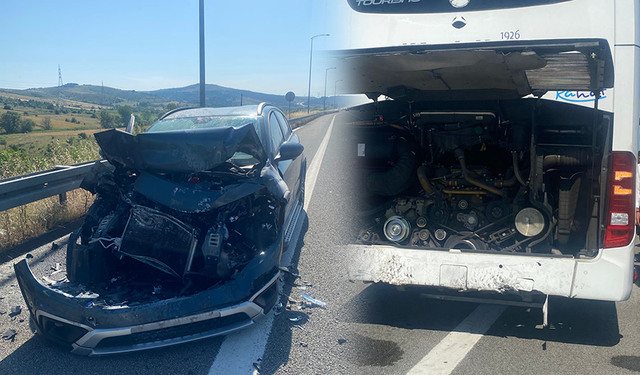 Şoför Değişikliği İçin Duran Otobüse Otomobil Çarptı