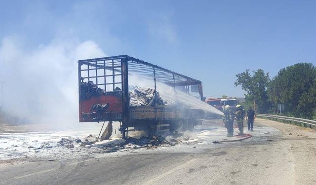 Karton Yüklü Tır Alevlere Teslim Oldu